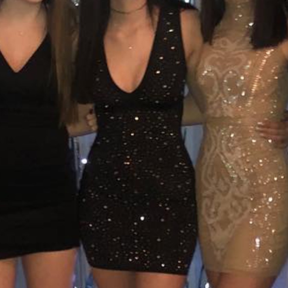 bodycon black gem dress